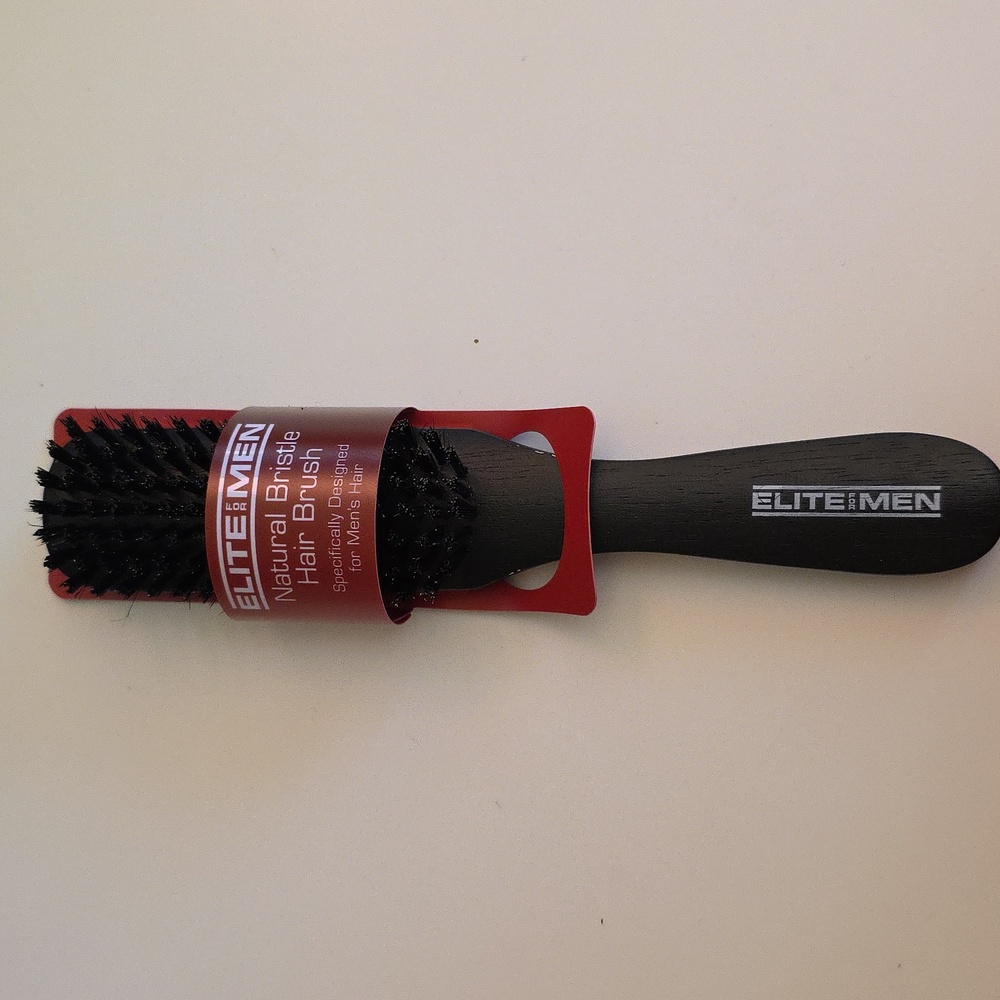Elite For Men Natural Boar Bristle Hair Brush Wooden Handle Black Art 5255 NEW
